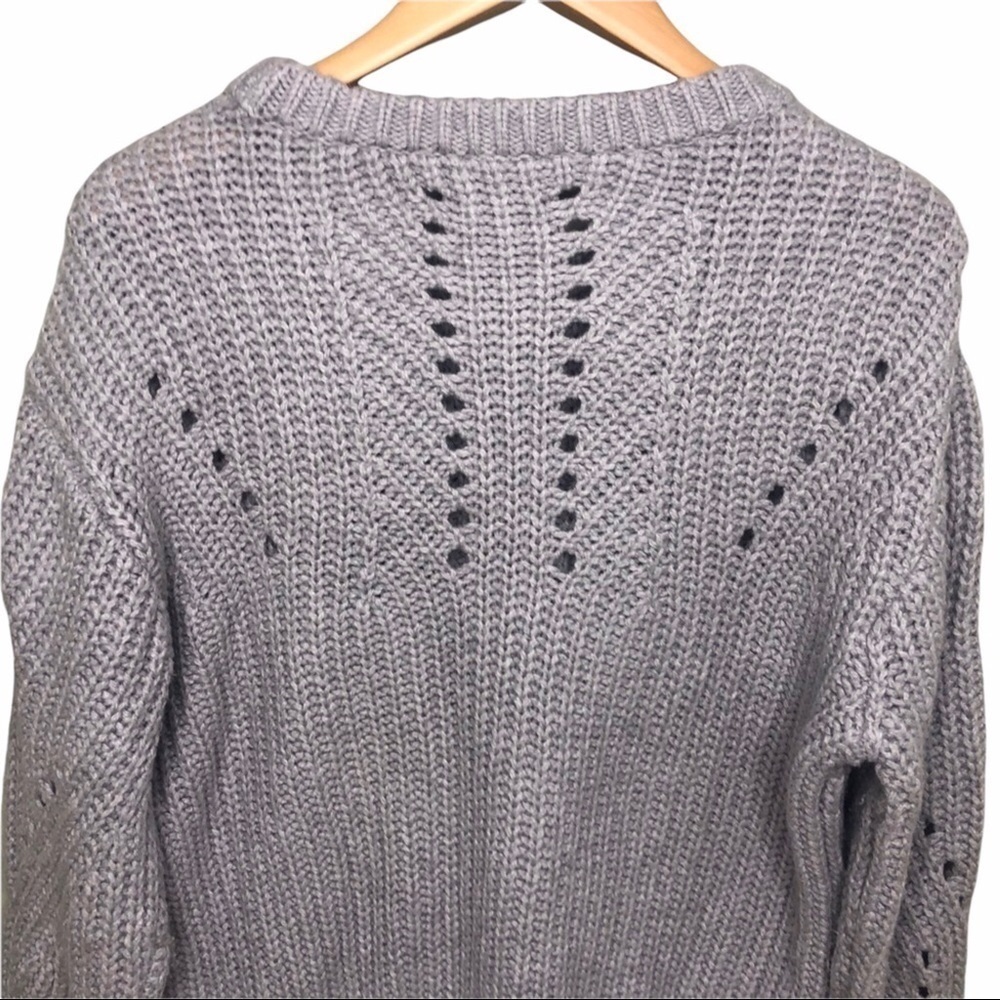 Vince Camuto Pointelle Sweater Open Knit Gray Size Large Pullover Style 5653133 - Picture 6 of 7